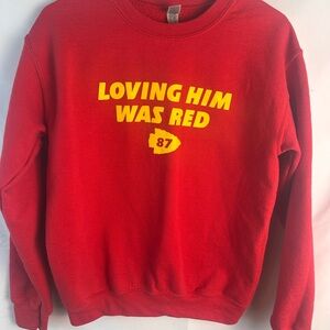 Gildan Red Sweatshirt with Yellow Graphic